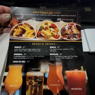 Brunch menu as of April 10, 2022