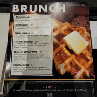 Brunch menu as of April 10, 2022
