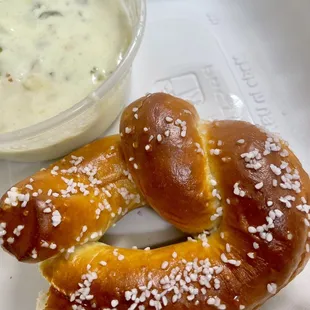 My leftover pretzel in a to-go box! Still looks very appetizing!!!