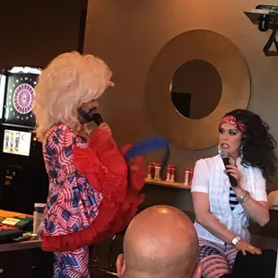 a woman dressed as a clown