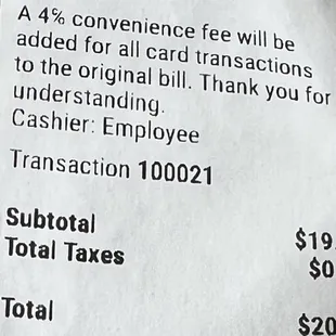 Bill with &quot;convenience fee &quot;