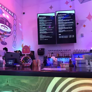 Menu and drink counter