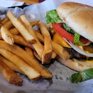 Big Cowboy Burger with fries