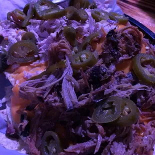 Pulled pork &amp; chicken nachos