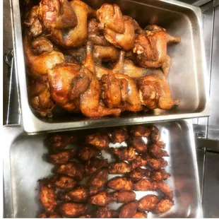 Smoked Chicken and Wings for catering. Yummy!!