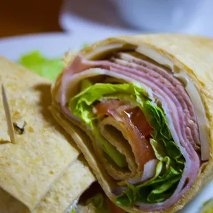 a ham and lettuce wrap