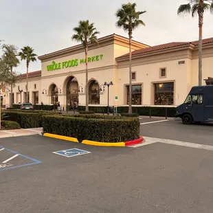 a parking lot in front of a building