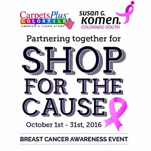 During October several manufacturers will make a donation on specific products sales to the Susan G. Komen Foundation of Southern Colorado.