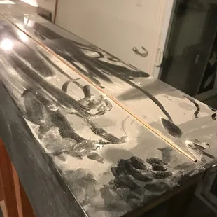 We stored my grandmother's antique Yamaha piano in the kitchen as well and this was how I found it.