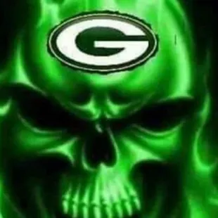 the green bay packers logo on a green skull