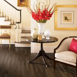 a living room with hardwood floors