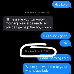 a text message from a customer