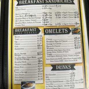 Breakfast menu