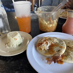 Pork and cheese and bean and cheese papuas.