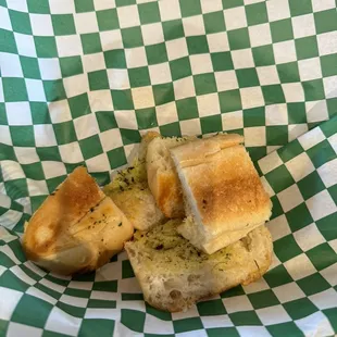 Complimentary garlic bread