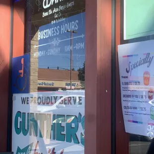 Hours and proudly serve Gunther's real fruit freeze