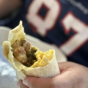 Pork belly breakfast burrito (YUM)