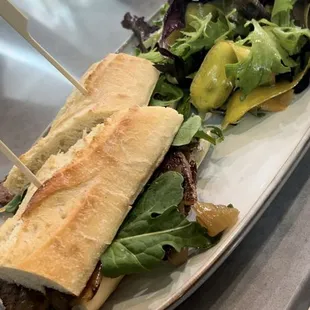 Tri tip sandwich and side salad