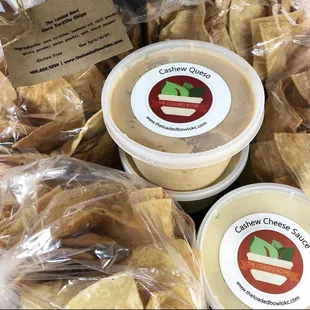 Loaded Bowl Cashew Cheese Sauces and Tortilla Chips available daily.