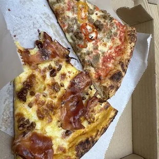 Market and sausage pizzas