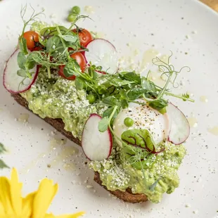 avocado toast with radishes