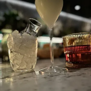 Alsace and Boulevardier cocktail at the bar