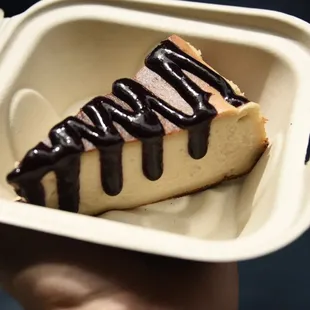 Cashew cream cheesecake with an organic blueberry drizzle