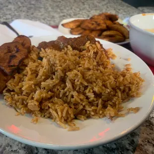 Jollof Rice with side of  Sweet Fried Plantain