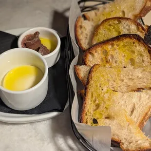 Complimentary bread service with anchovies