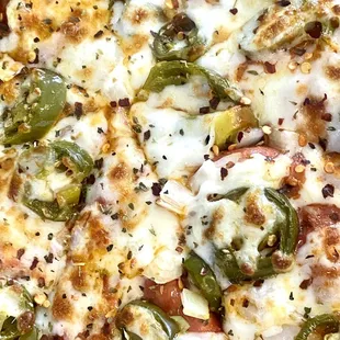 a close up of a pizza