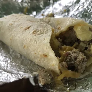 a burrito wrapped in foil