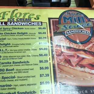 Their sandwich menu