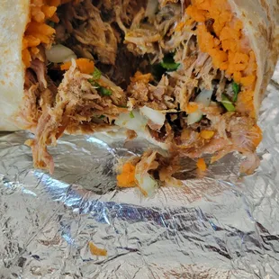 Carnitas burrito con todo 12/16/23
