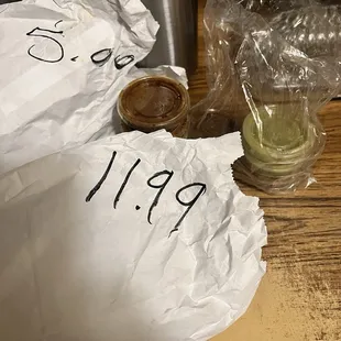 Food my burrito was $11.99 and my tacos was $ 5.00