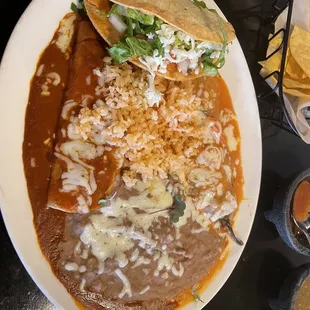 3 item combo enchilada, taco, and Chile Rellano 5/22/22