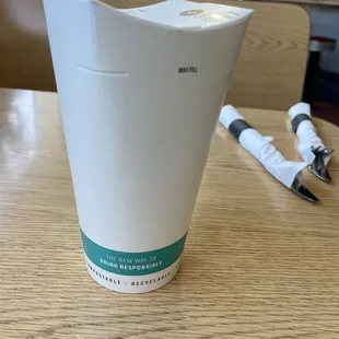 Ice tea to go in a neat cup.