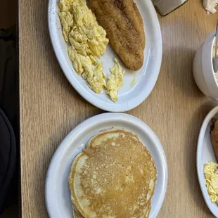 Pancakes eggs Fried Catfish