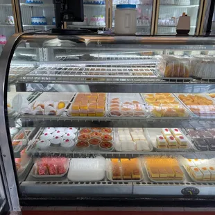a display case of pastries