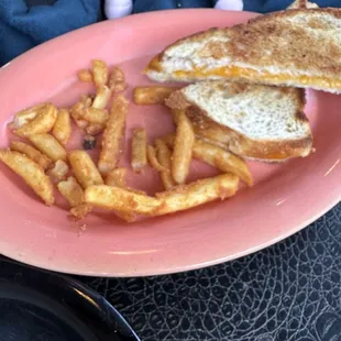 Grilled cheese (several fries already eaten)
