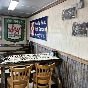 Some inside seating, as well as outside