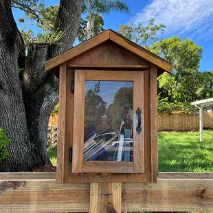 Free Little Library outside the restaurant. Borrow a book, leave a book.