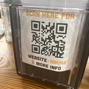 scan here for website hours and more info