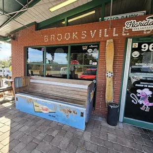 Outside the restaurant