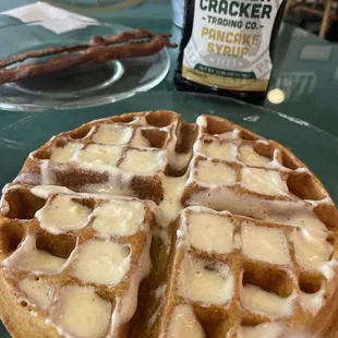 My waffle loaded with butter.