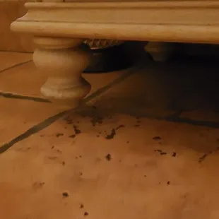 Bathroom cabinet feet not even on floor, soooo out of level.