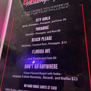 menu