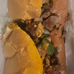 Chicken and Cheese Sub - made mine kinda like a Philly cheesesteak but with chicken