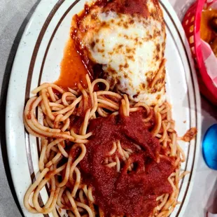 Chicken Parmigiano and Spaghetti