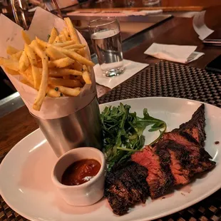 Hanger steak and fries