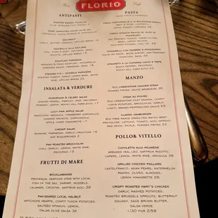 menu